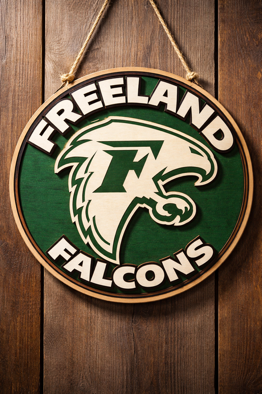 Hanging Front door sign Freeland Falcons