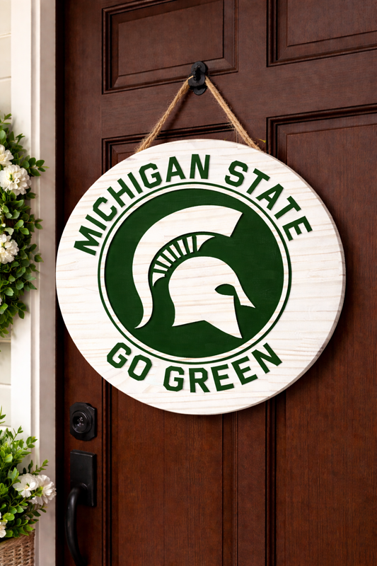 Michigan State Front door Sign- Wood 3D