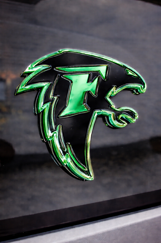Falcon 3D car decal-mirrored green and black