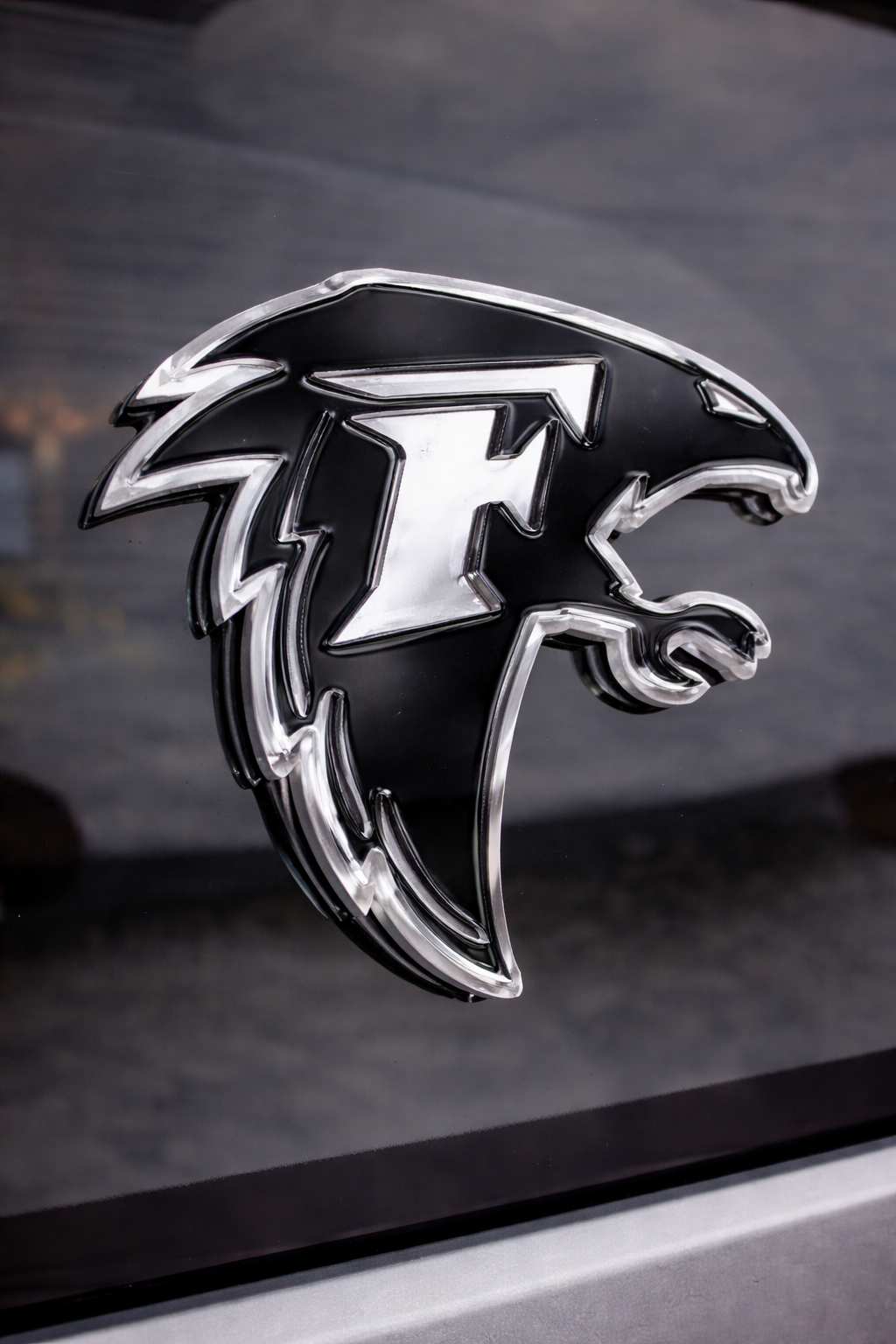 Falcon 3D car decal-mirrored black and silver